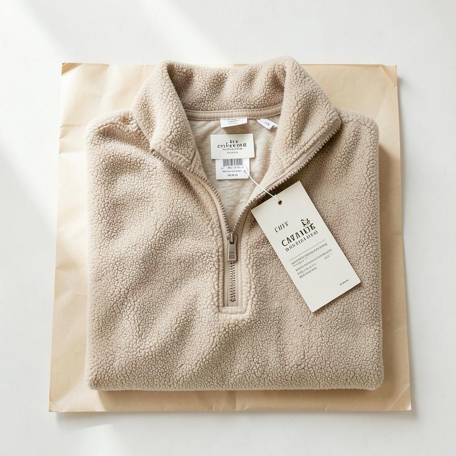Folded recycled fleece pullover